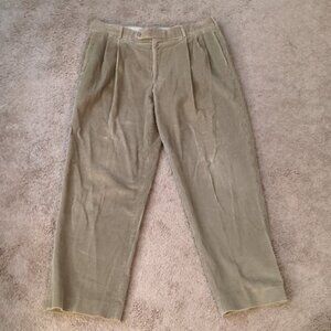 Jos A Bank Vintage Corduroys Beige Mens 36 Waist Pleated Front Wide Leg Winter